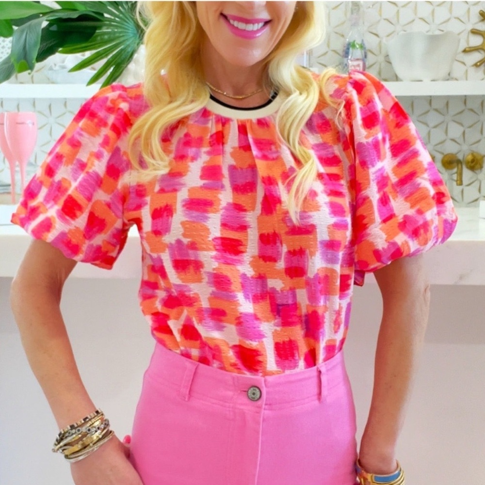 THML Abstract Pink and Red Blouse - Picture 3 of 5